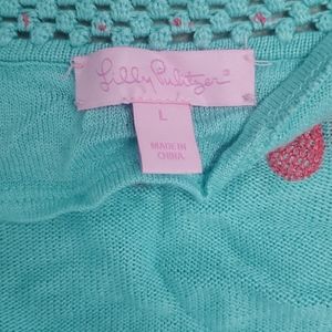Lilly Pulitzer teal sweater with coral trim sz L